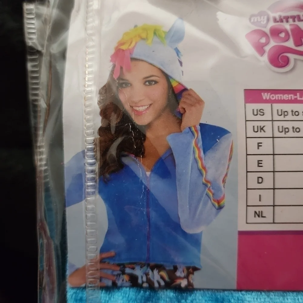 NWT My Little Pony Rainbow Dash Hoodie Adult L/XL Halloween Costume Cosplay New - Picture 5 of 13